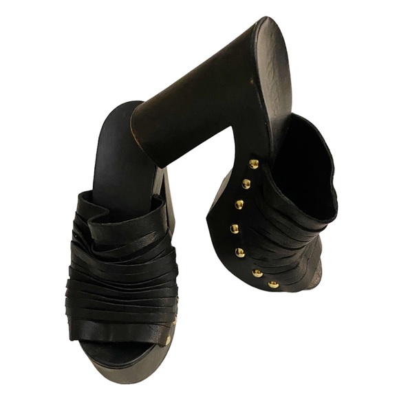 iDore black leather platform clogs size 7 - Picture 8 of 8